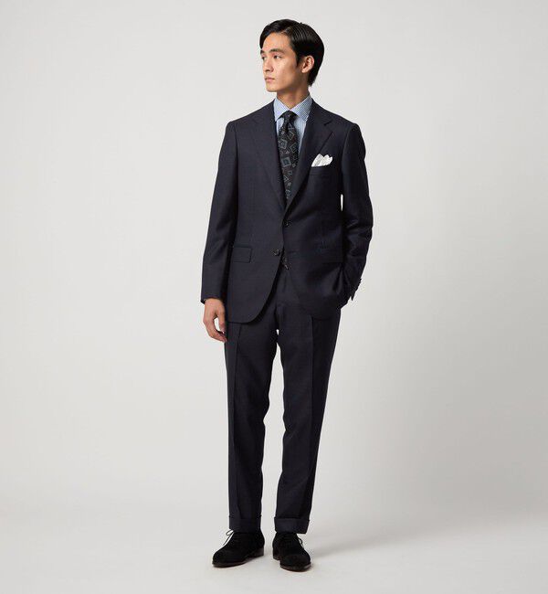 UNITED ARROWS「タスマニアウール メランジ シングル ３ボタン スーツ REGULAR MODEL‐ストレッチ・撥水・防シワ‐」|スーツ|NAVY