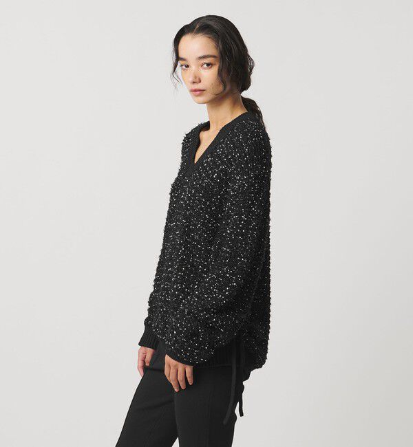 AEWEN MATOPH「＜AEWEN MATOPH＞ハートスパンコール シャーリングVネックニット」|ニット・セーター|