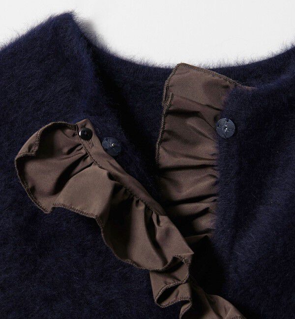 フォックスカシミヤ フリルコンビ カーディガン（UNITED ARROWS