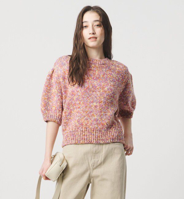 UNITED ARROWS「ミックスカラー ハーフスリーブニット」|ニット・セーター|