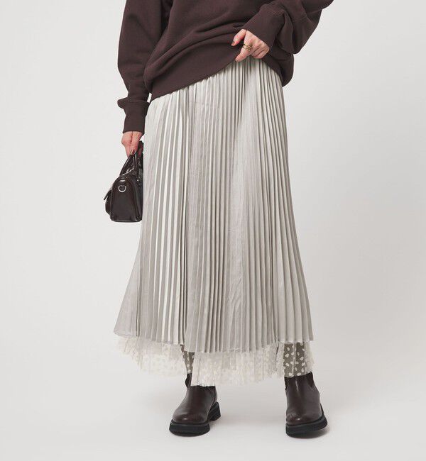 UNITED ARROWS green label relaxing「［size SHORT/TALLあり］2WAY チュール プリント プリーツ スカート」|フレア|