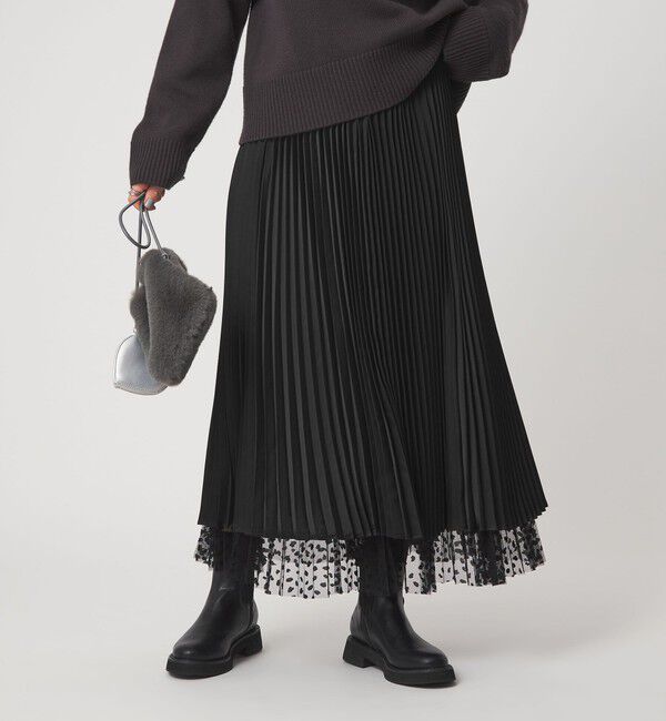 UNITED ARROWS green label relaxing「［size SHORT/TALLあり］2WAY チュール プリント プリーツ スカート」|フレア|