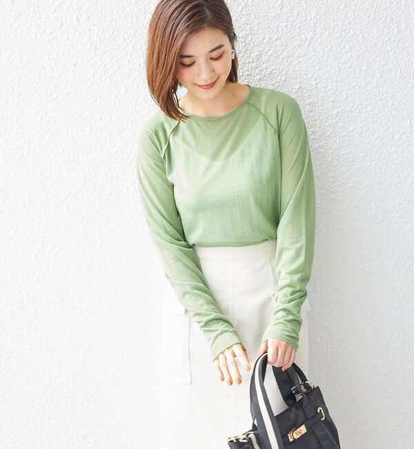 SHIPS for women「【SHIPS別注】JANE SMITH:インサイドアウト シアー プルオーバー ◇」|Tシャツ・カットソー|グリーン