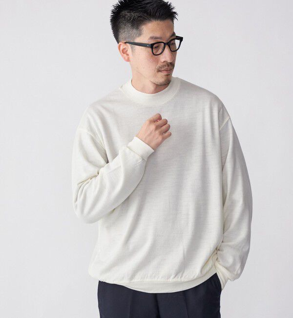 SHIPS「SHIPS: 〈抗菌消臭〉 ミルドウール ジャージー モックネック 長袖 ニットソー」|Tシャツ・カットソー|オフホワイト