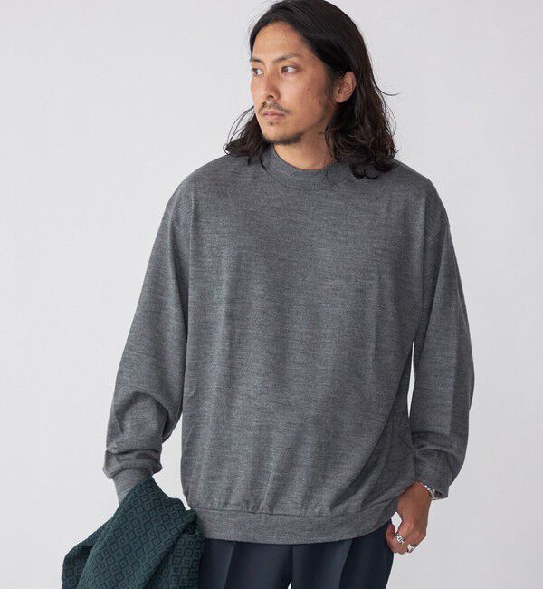 SHIPS「SHIPS: 〈抗菌消臭〉 ミルドウール ジャージー モックネック 長袖 ニットソー」|Tシャツ・カットソー|グレー