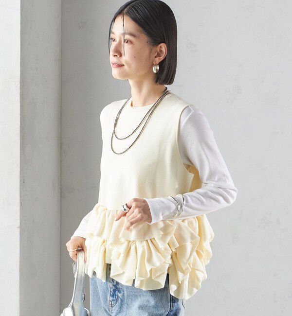 SHIPS for women「〈手洗い可能〉ペプラム フリル 2WAY ベスト」|ベスト・ジレ|