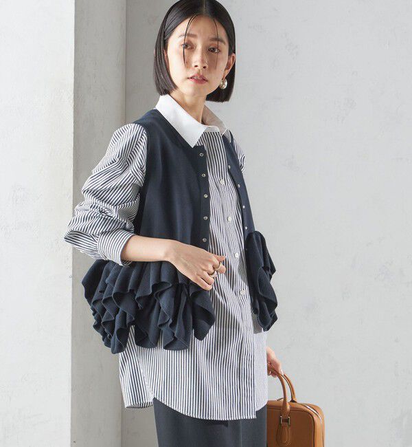 SHIPS for women「〈手洗い可能〉ペプラム フリル 2WAY ベスト」|ベスト・ジレ|