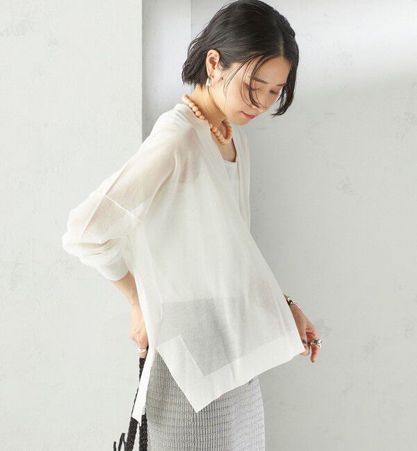 SHIPS for women「〈手洗い可能〉18G コットン ナイロン Vネック 1 ボタン カーディガン」|カーディガン|