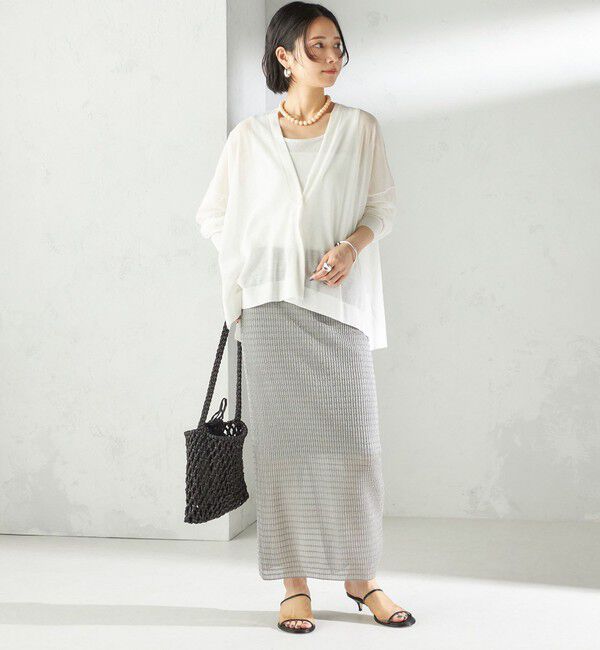 SHIPS for women「〈手洗い可能〉18G コットン ナイロン Vネック 1 ボタン カーディガン」|カーディガン|