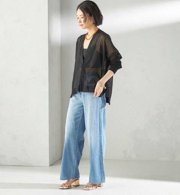 SHIPS for women「〈手洗い可能〉18G コットン ナイロン Vネック 1 ボタン カーディガン」|カーディガン|