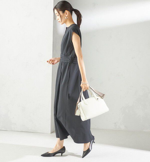 SHIPS for women「〈手洗い可能〉サッカー ストレッチ ドット 無地 フレンチ スリーブ ワンピース」|ワンピース|