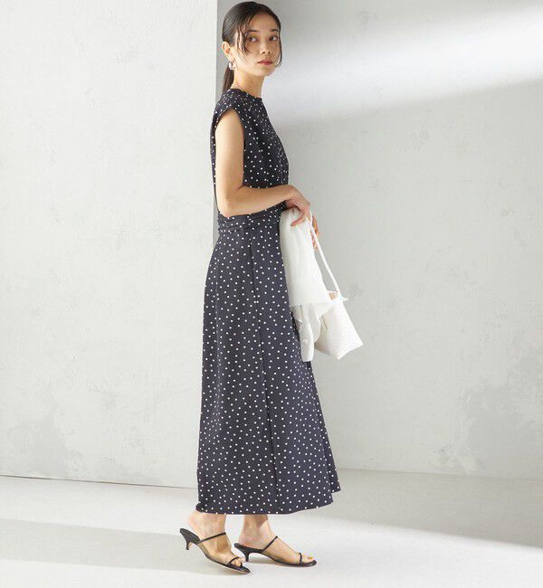 SHIPS for women「〈手洗い可能〉サッカー ストレッチ ドット 無地 フレンチ スリーブ ワンピース」|ワンピース|