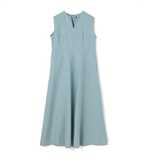 TOMORROWLAND collection「スムースリネン キーネックフレアワンピース」|ワンピース|63 ライトブルー