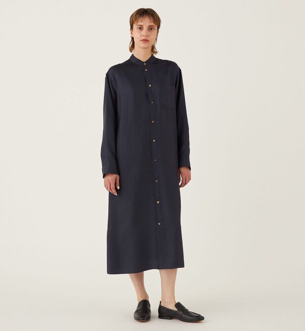 GALERIE VIE「シルクツイル バンドカラーシャツワンピース」|ワンピース|