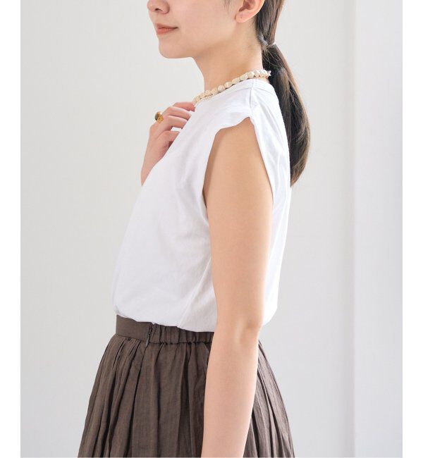 IENA「ATON/エイトン FRESCA SINGLE JERSEY ノースリーブ」|Tシャツ・カットソー|ホワイト