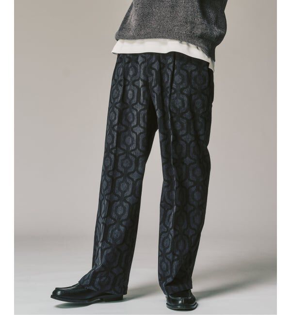 417 EDIFICE「PRINT CORDUROY EASY パンツ」|スラックス|グレー