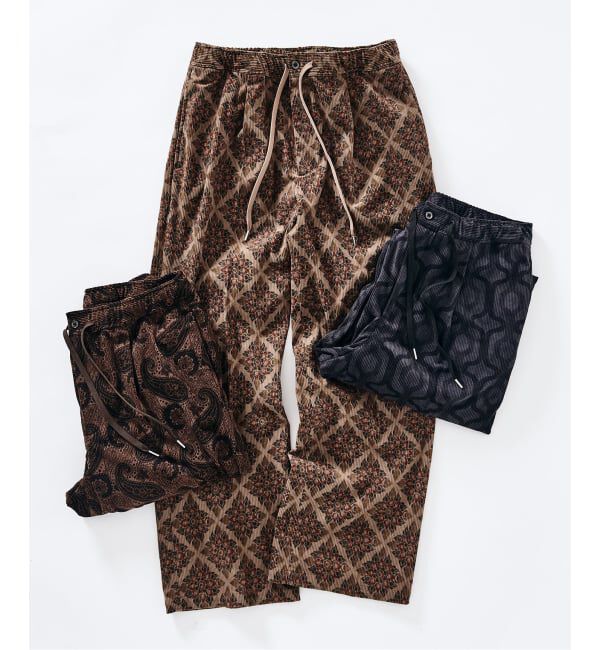 417 EDIFICE「PRINT CORDUROY EASY パンツ」|スラックス|