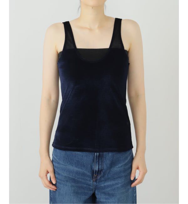 journal standard L'essage「【SIMONE WILD/シモーネ ワイルド】MESH VELVET TANK：タンクトップ」|タンクトップ|ネイビー