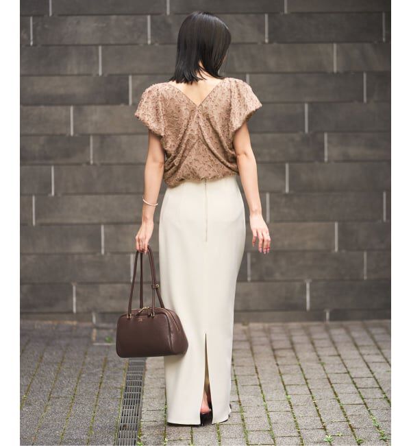 NOBLE「【洗える】レオパードジャガードデコルテVブラウス」|シャツ・ブラウス|