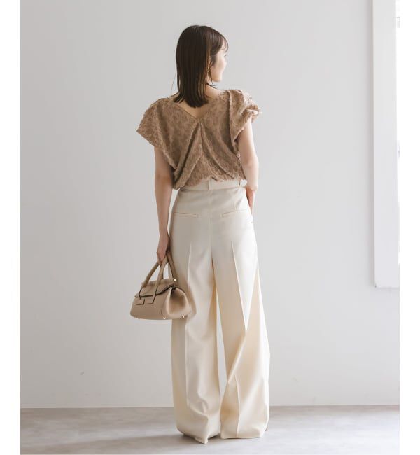 NOBLE「【洗える】レオパードジャガードデコルテVブラウス」|シャツ・ブラウス|