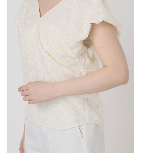 NOBLE「【洗える】レオパードジャガードデコルテVブラウス」|シャツ・ブラウス|