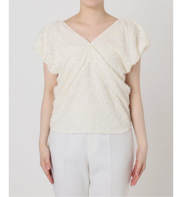 NOBLE「【洗える】レオパードジャガードデコルテVブラウス」|シャツ・ブラウス|