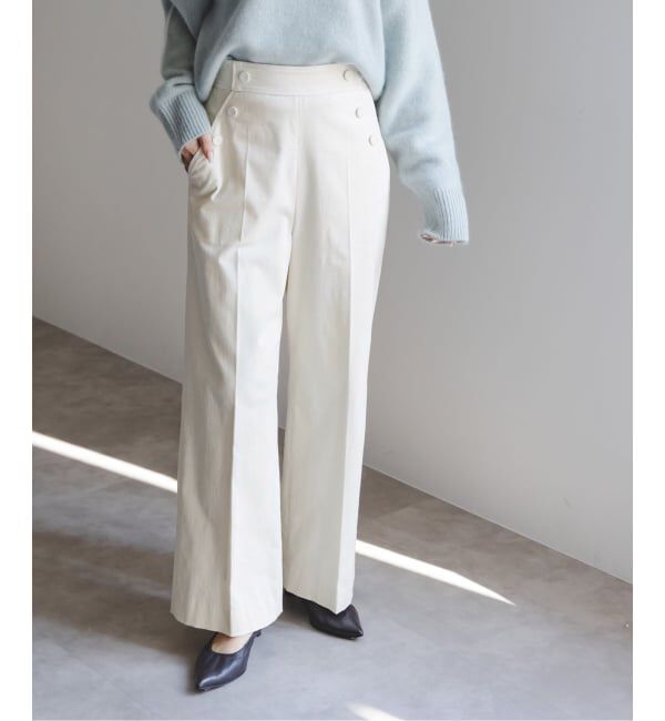 NOBLE「ソフトコーデュロイナローワイドパンツ」|スラックス|ホワイト A