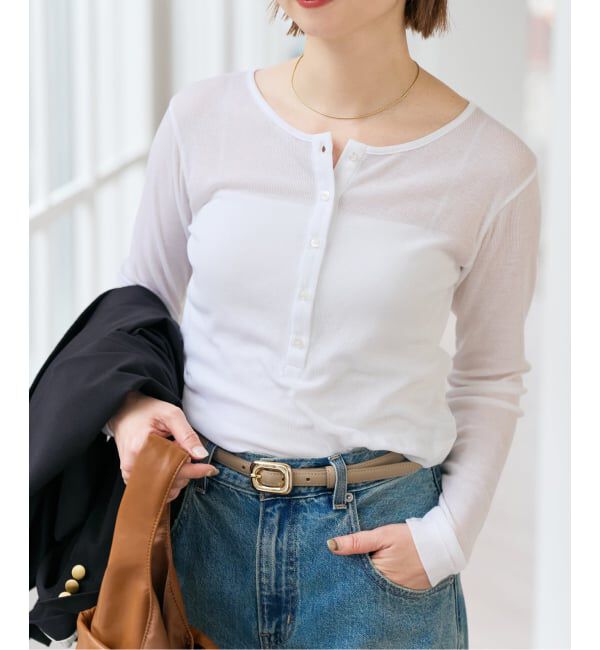 Spick and Span「《予約》シアーヘンリーネックTシャツ」|Tシャツ・カットソー|