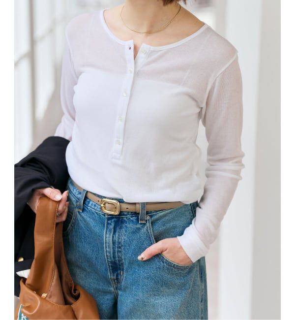 Spick and Span「《予約》シアーヘンリーネックTシャツ」|Tシャツ・カットソー|