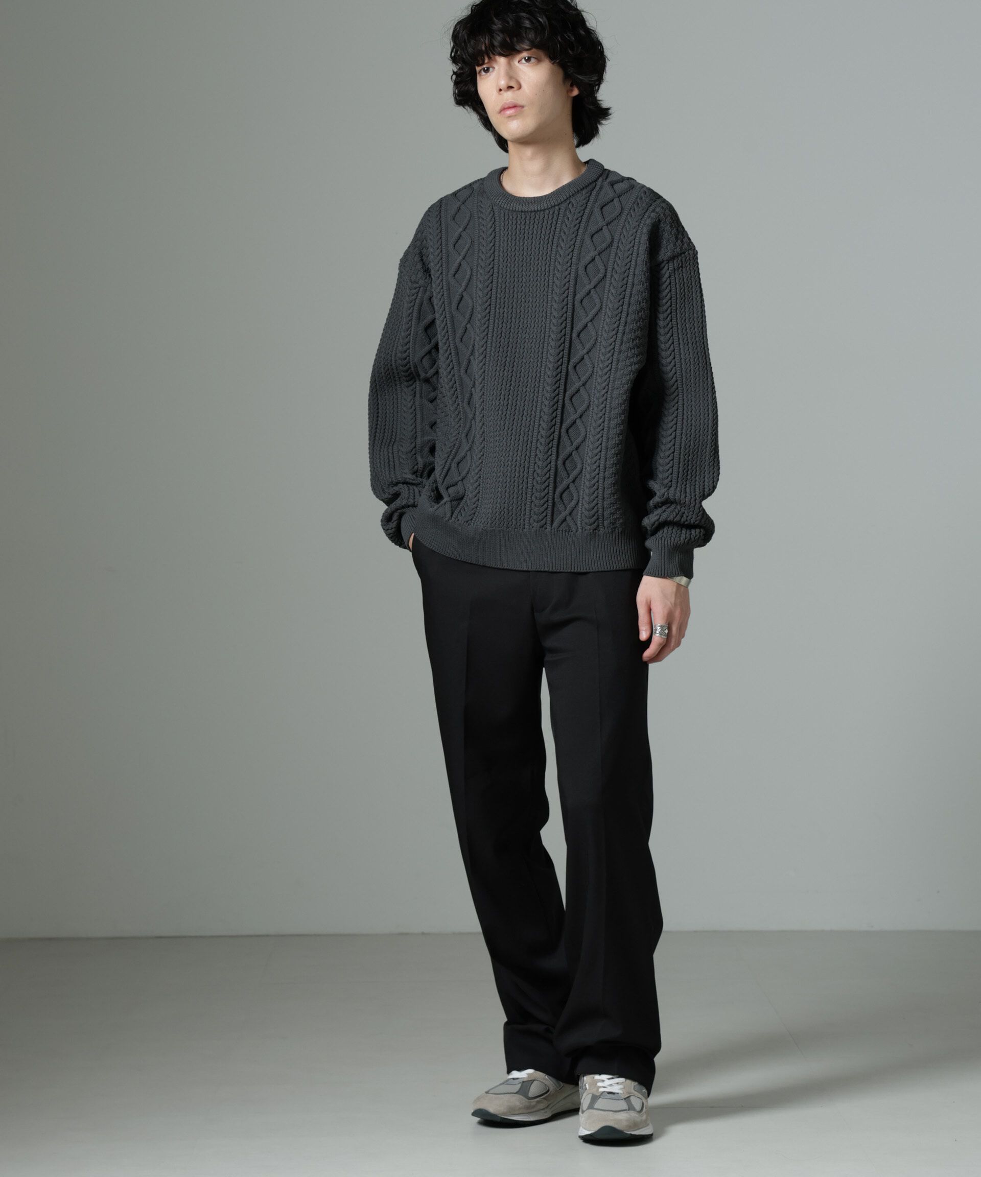 nano･universe「スポンディッシュケーブルニット」|ニット・セーター|
