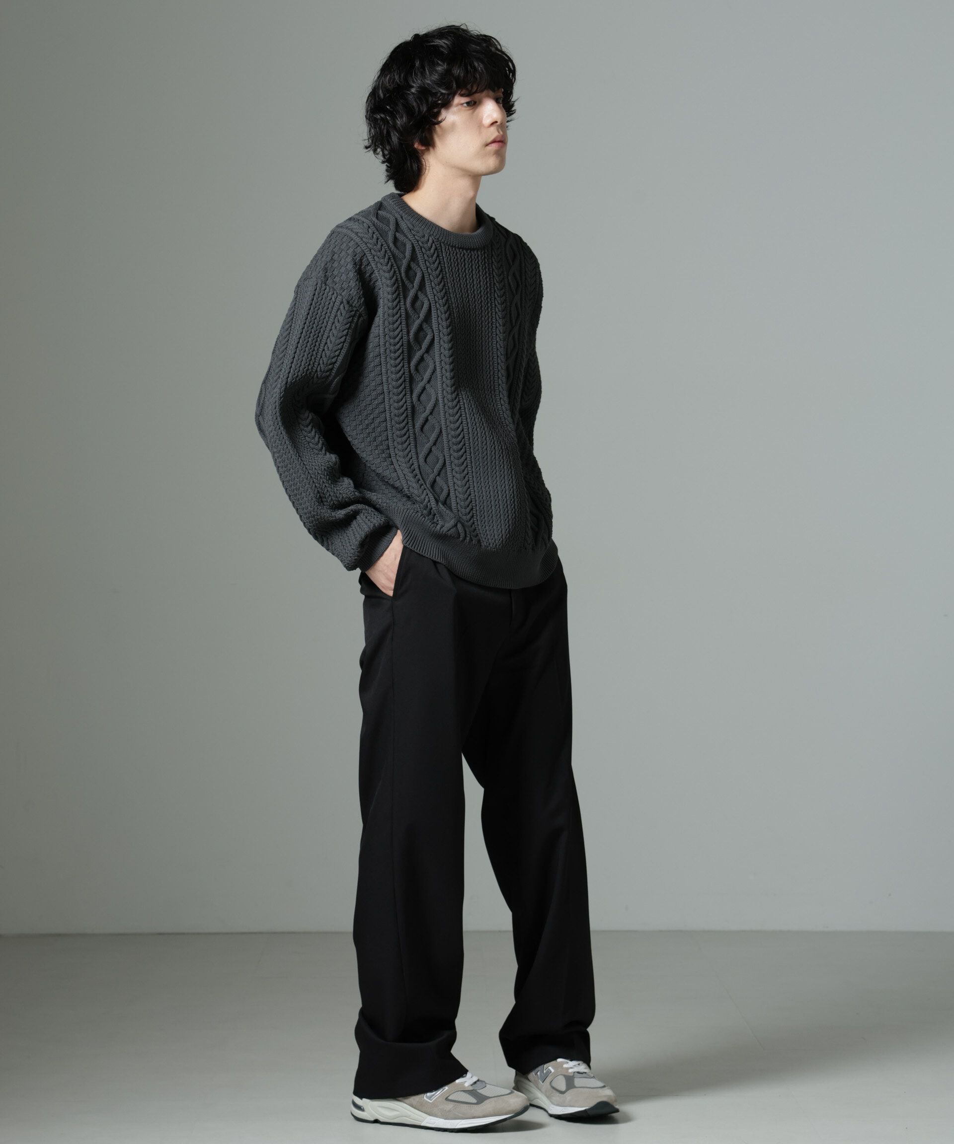 nano･universe「スポンディッシュケーブルニット」|ニット・セーター|