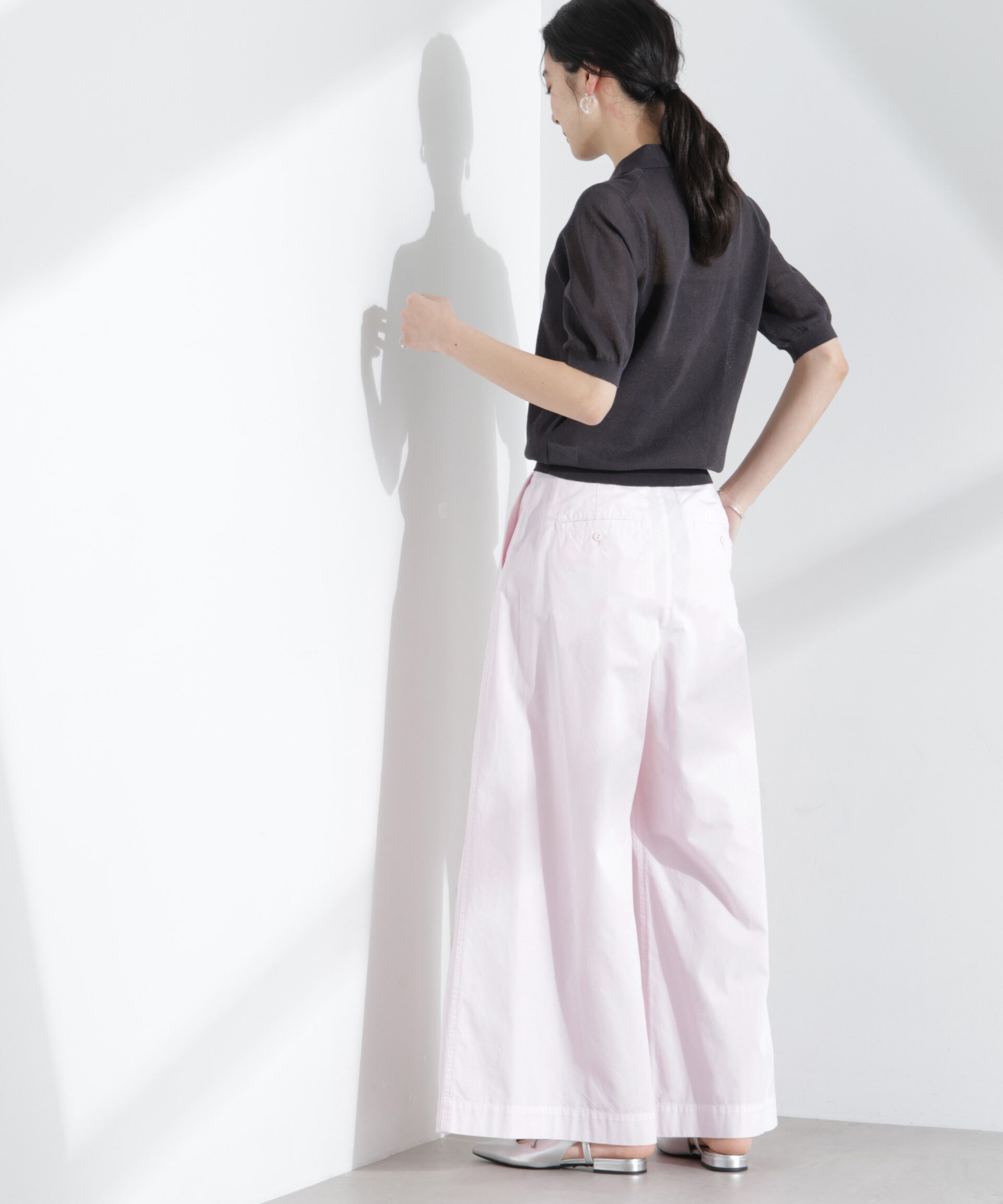 nano･universe「コットンタックワイドパンツ」|チノ|