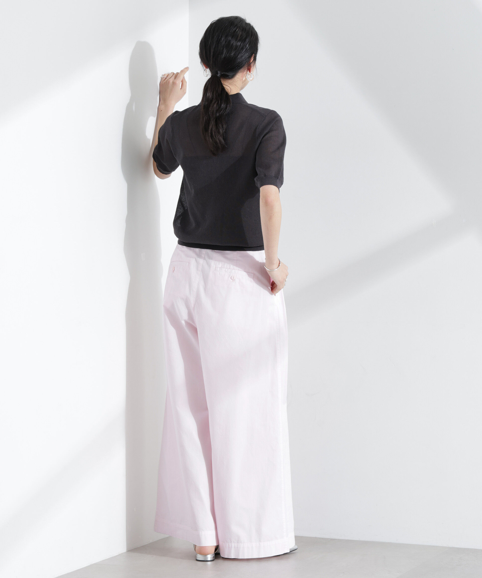 nano･universe「コットンタックワイドパンツ」|チノ|