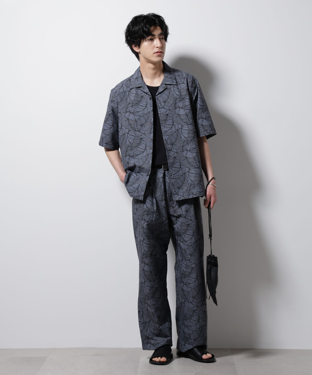 nano･universe「ボタニカルパターンサッカーシャツ 半袖(セットアップ可)」|シャツ・ブラウス|