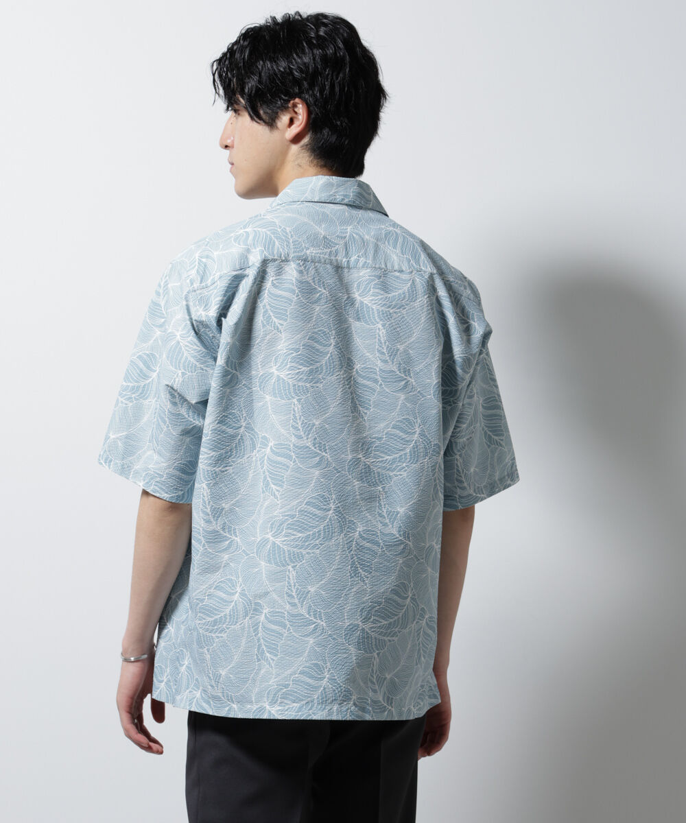 nano･universe「ボタニカルパターンサッカーシャツ 半袖(セットアップ可)」|シャツ・ブラウス|