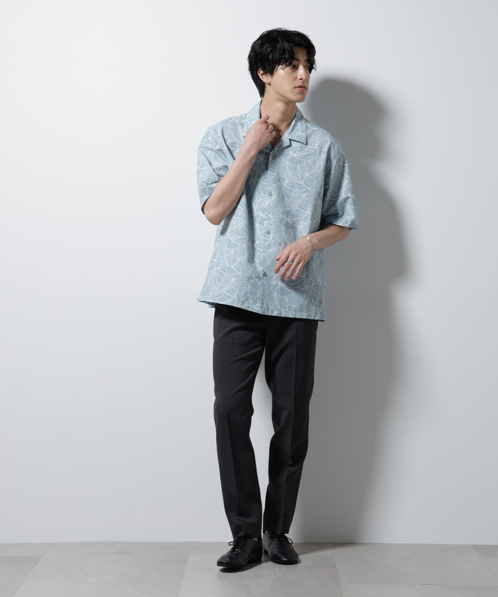 nano･universe「ボタニカルパターンサッカーシャツ 半袖(セットアップ可)」|シャツ・ブラウス|