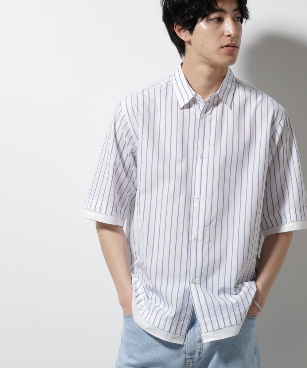 nano･universe「クレイジーストライプシャツ 半袖 2」|シャツ・ブラウス|
