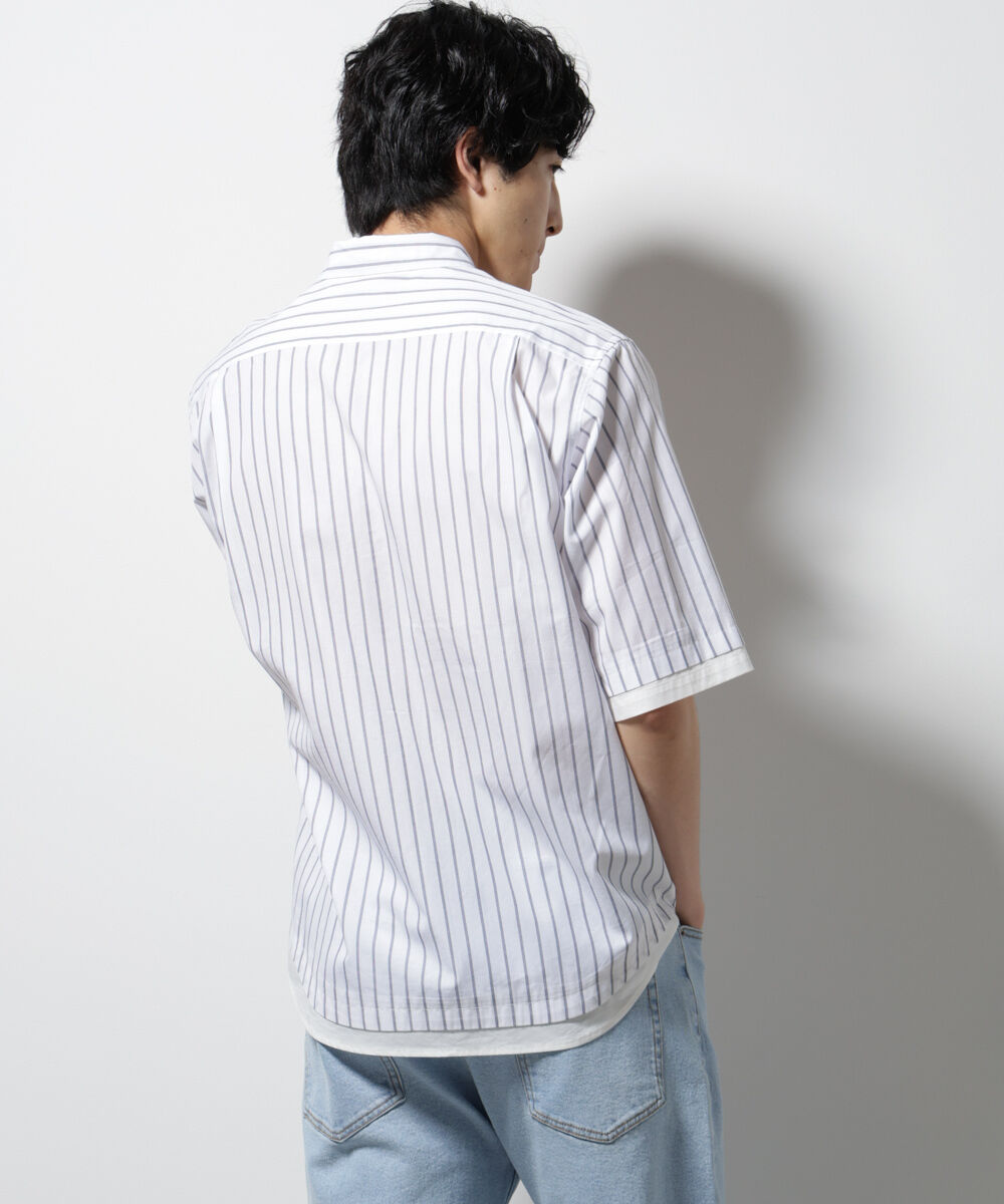 nano･universe「クレイジーストライプシャツ 半袖 2」|シャツ・ブラウス|