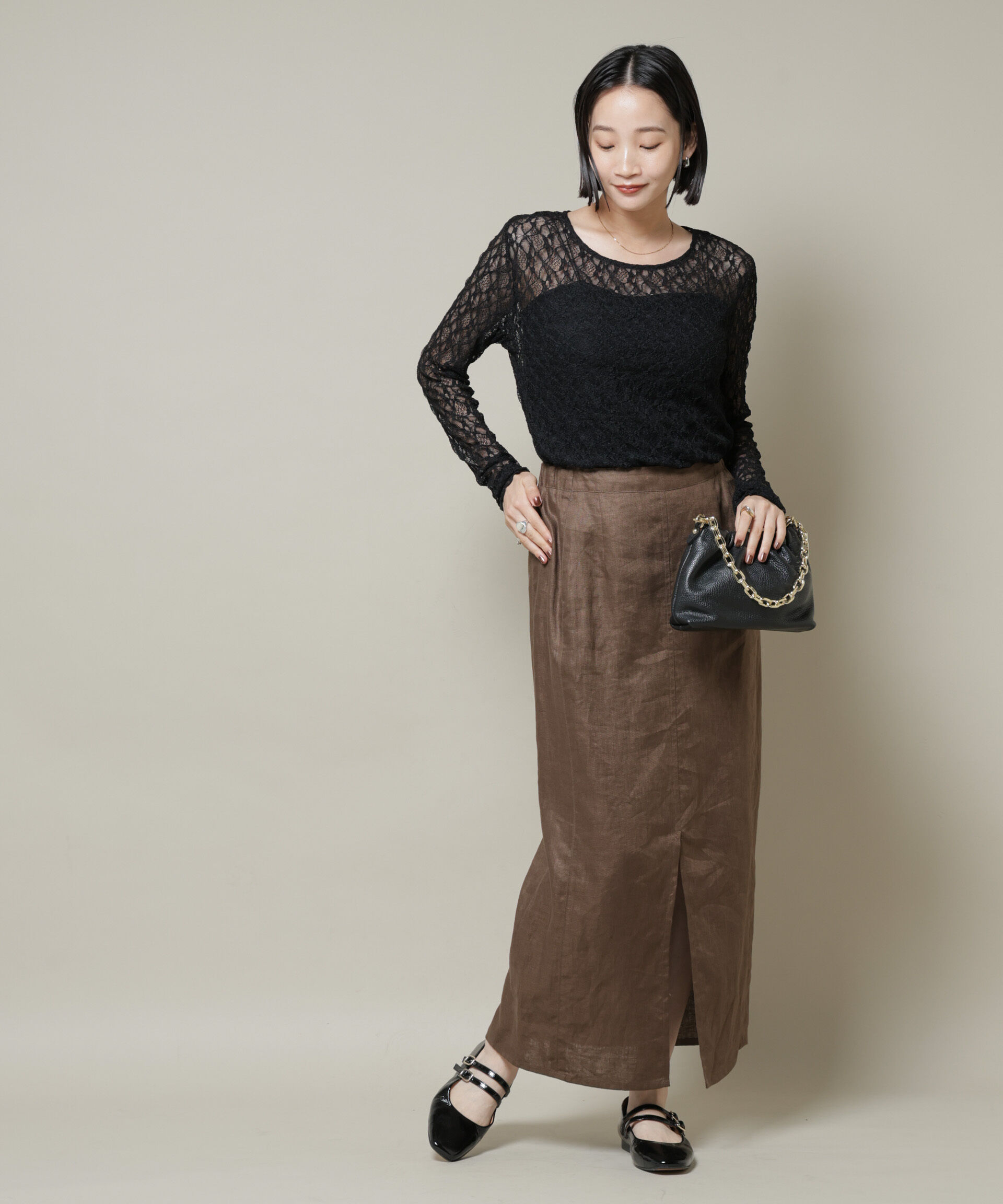 nano･universe「シアーレースロングスリーブトップス(セットアップ可)」|Tシャツ・カットソー|