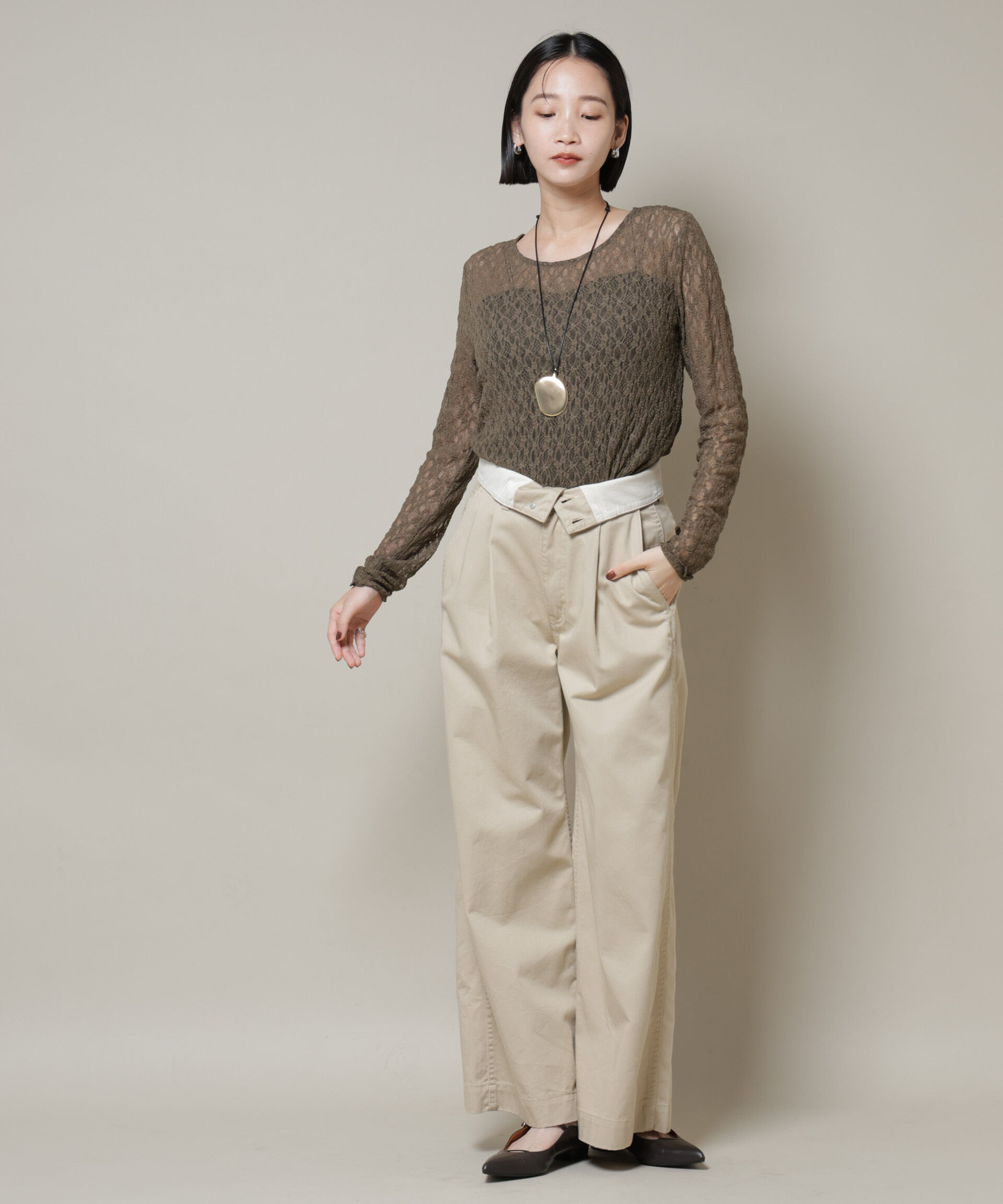 nano･universe「シアーレースロングスリーブトップス(セットアップ可)」|Tシャツ・カットソー|