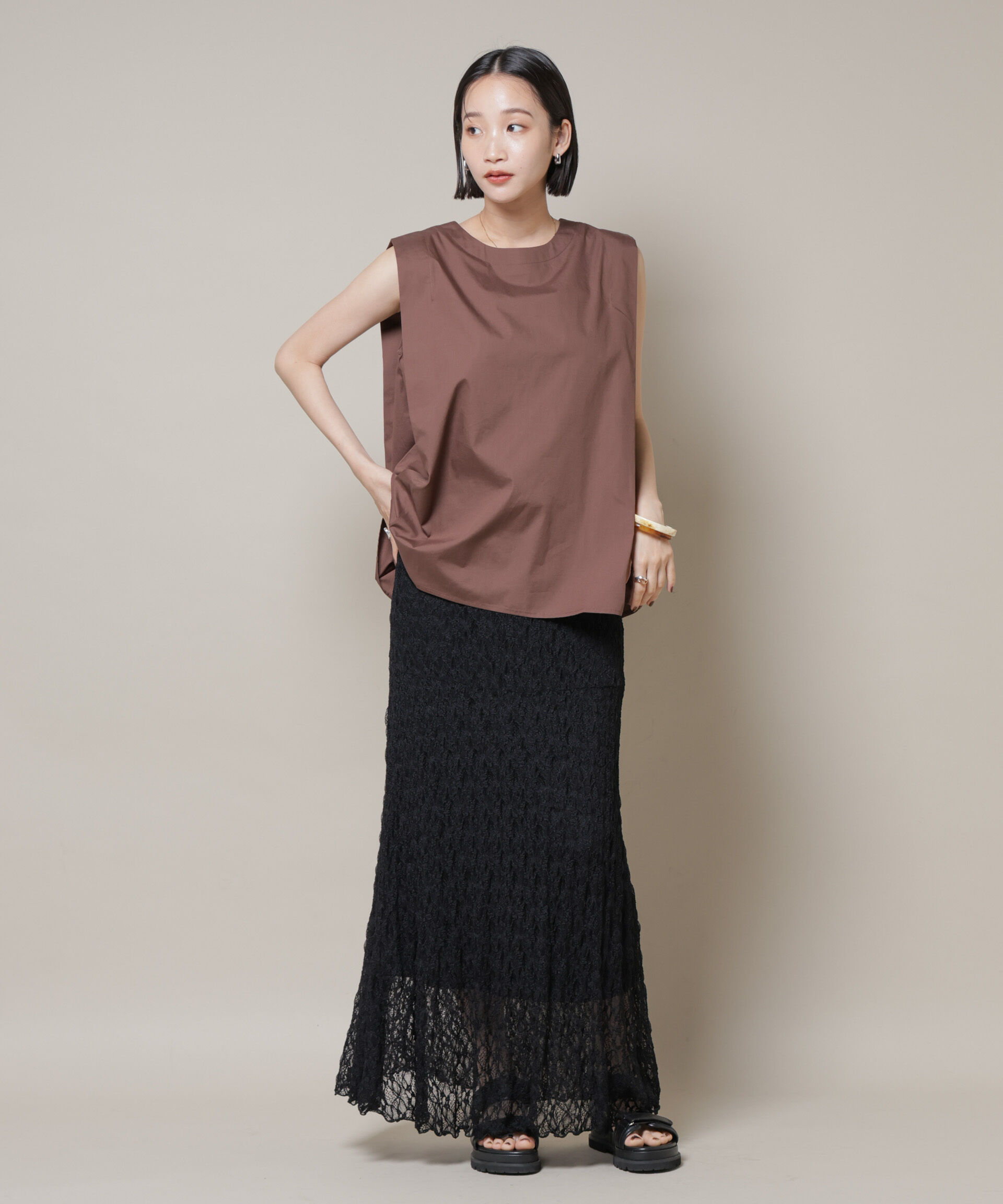 nano･universe「シアーレースフレアスカート(セットアップ可)」|スカート|