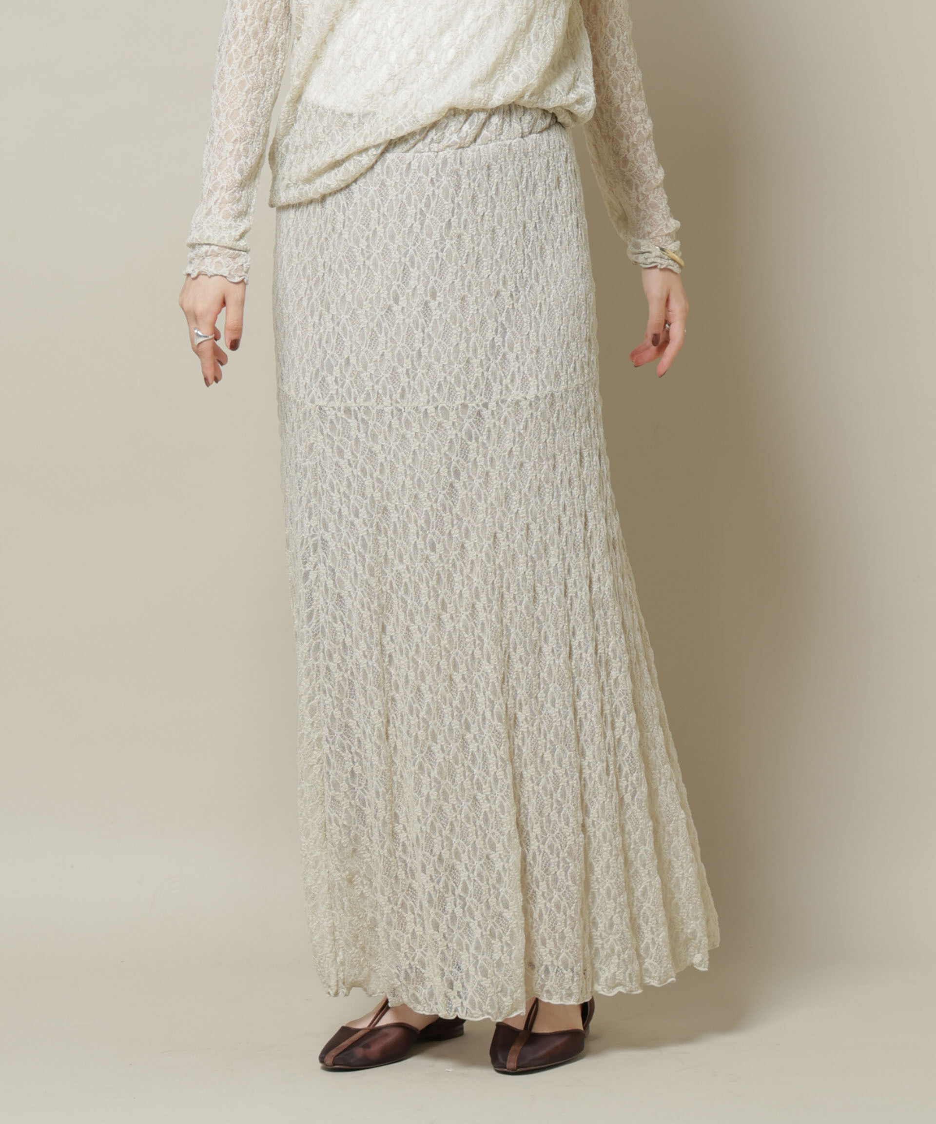 nano･universe「シアーレースフレアスカート(セットアップ可)」|スカート|