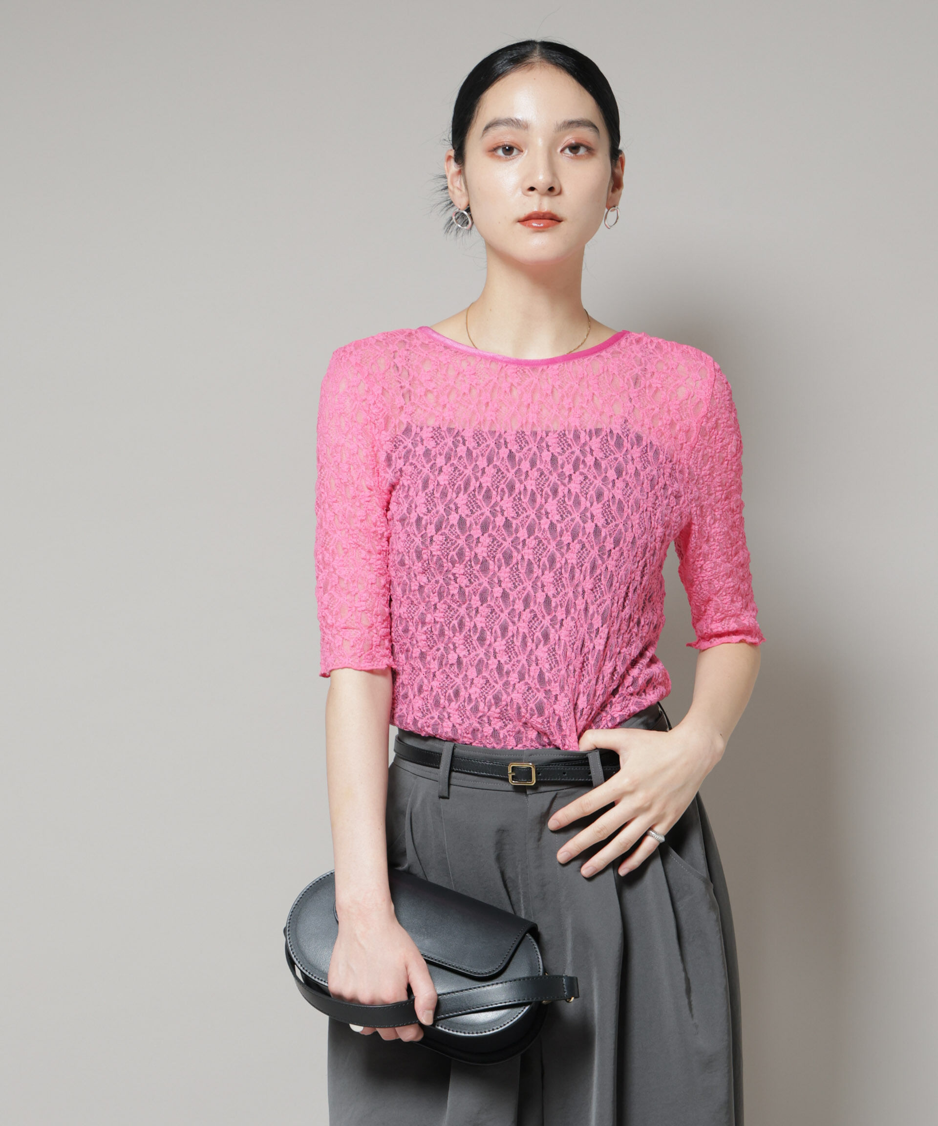 nano･universe「レースバックシャントップス」|Tシャツ・カットソー|ピンク