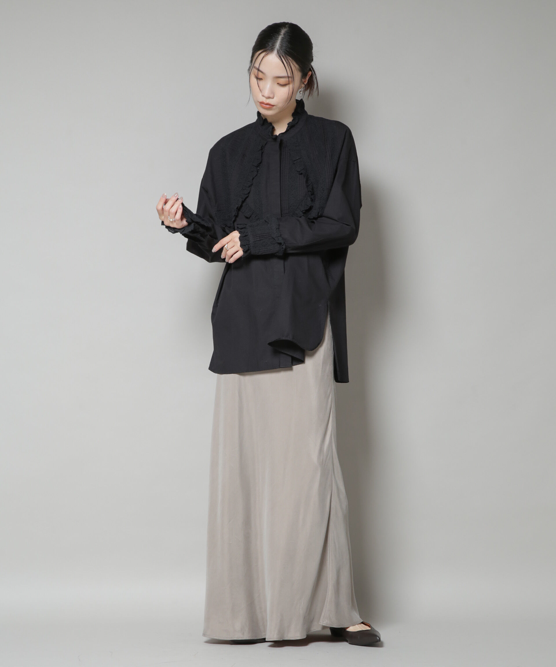 nano･universe「Sara mallika/COTTON PINTUCK LACE BLOUSE」|シャツ・ブラウス|