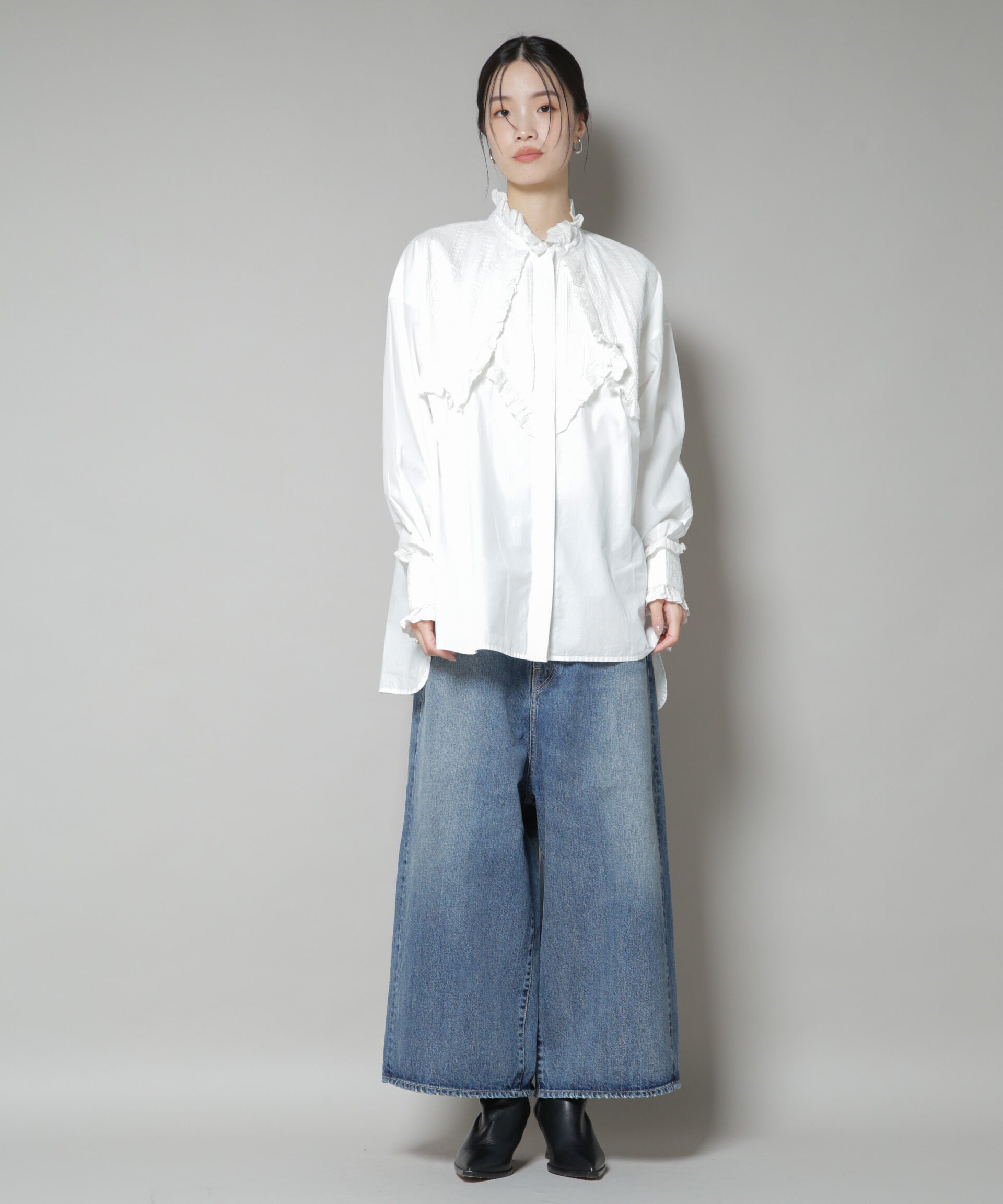 nano･universe「Sara mallika/COTTON PINTUCK LACE BLOUSE」|シャツ・ブラウス|