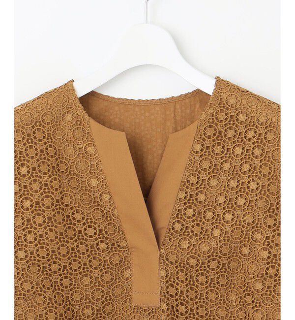 自由区「【洗える】ジオメトリックフラワーレースプルオーバー ブラウス」|シャツ・ブラウス|