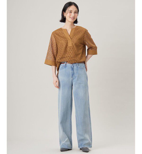 自由区「【洗える】ジオメトリックフラワーレースプルオーバー ブラウス」|シャツ・ブラウス|