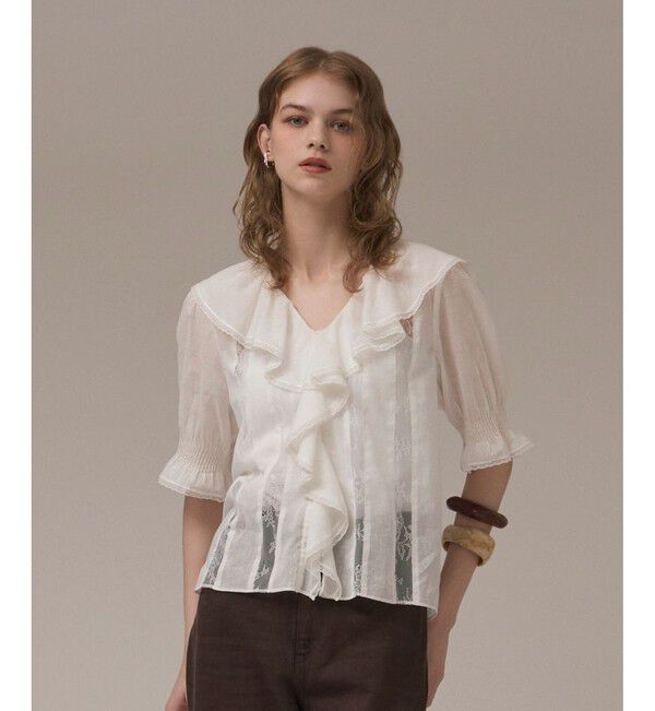 GRACE CONTINENTAL「コットンフリルカラーブラウス」|シャツ・ブラウス|ホワイト