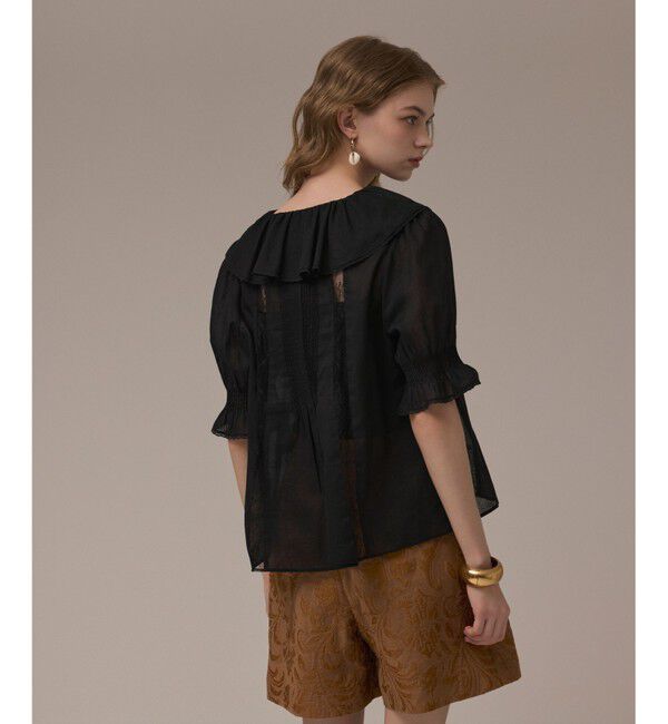 GRACE CONTINENTAL「コットンフリルカラーブラウス」|シャツ・ブラウス|ブラック