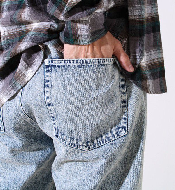 GLOSTER「【シーズンレス/UNISEX】ケミカルウォッシュ ワイドデニムイージーパンツ」|デニム|